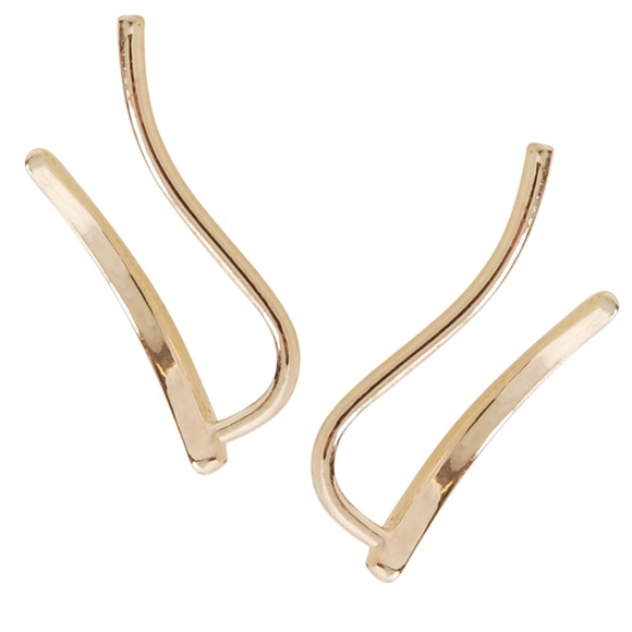 Tiny Spike Crescent Ear Crawler Stud Cuff Earrings - Picture 3 of 8